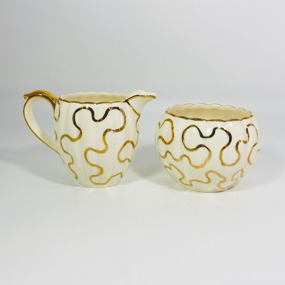 RARE !! Gibsons Numbered Staffordshire England Creamer Open Sugar Bowl Set - Picture 2 of 9